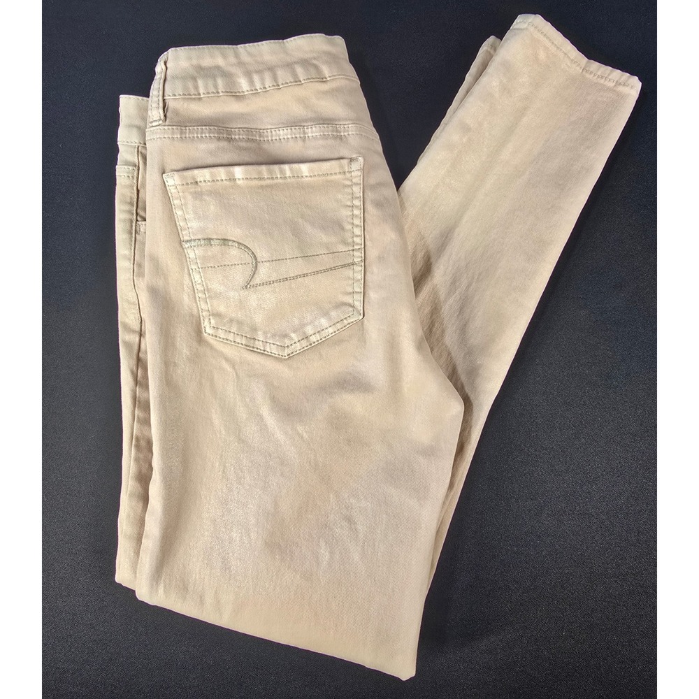 American Eagle Pink Glitter Shimmer Stretch Jegging Skinny Pants Women 8 Regular